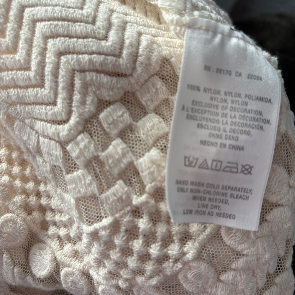Meadow Rue Anthropologie Cream Lace Mesh Geometric Embroidered Boho Top Large - Picture 8 of 8